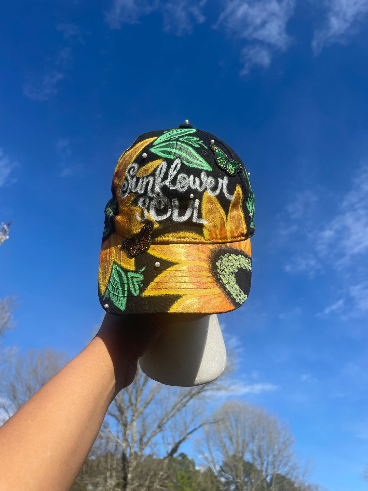 Hand Painted Sunflower Soul Hat