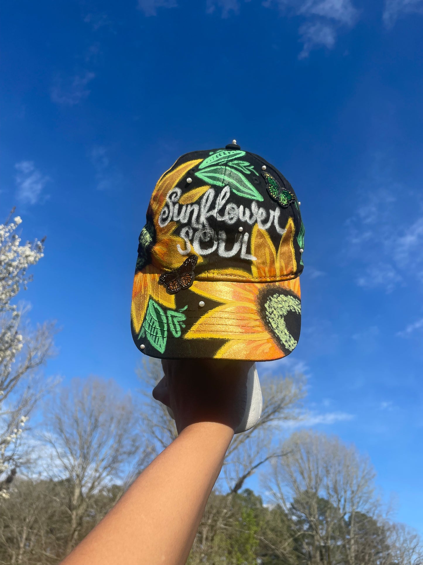 Hand Painted Sunflower Soul Hat