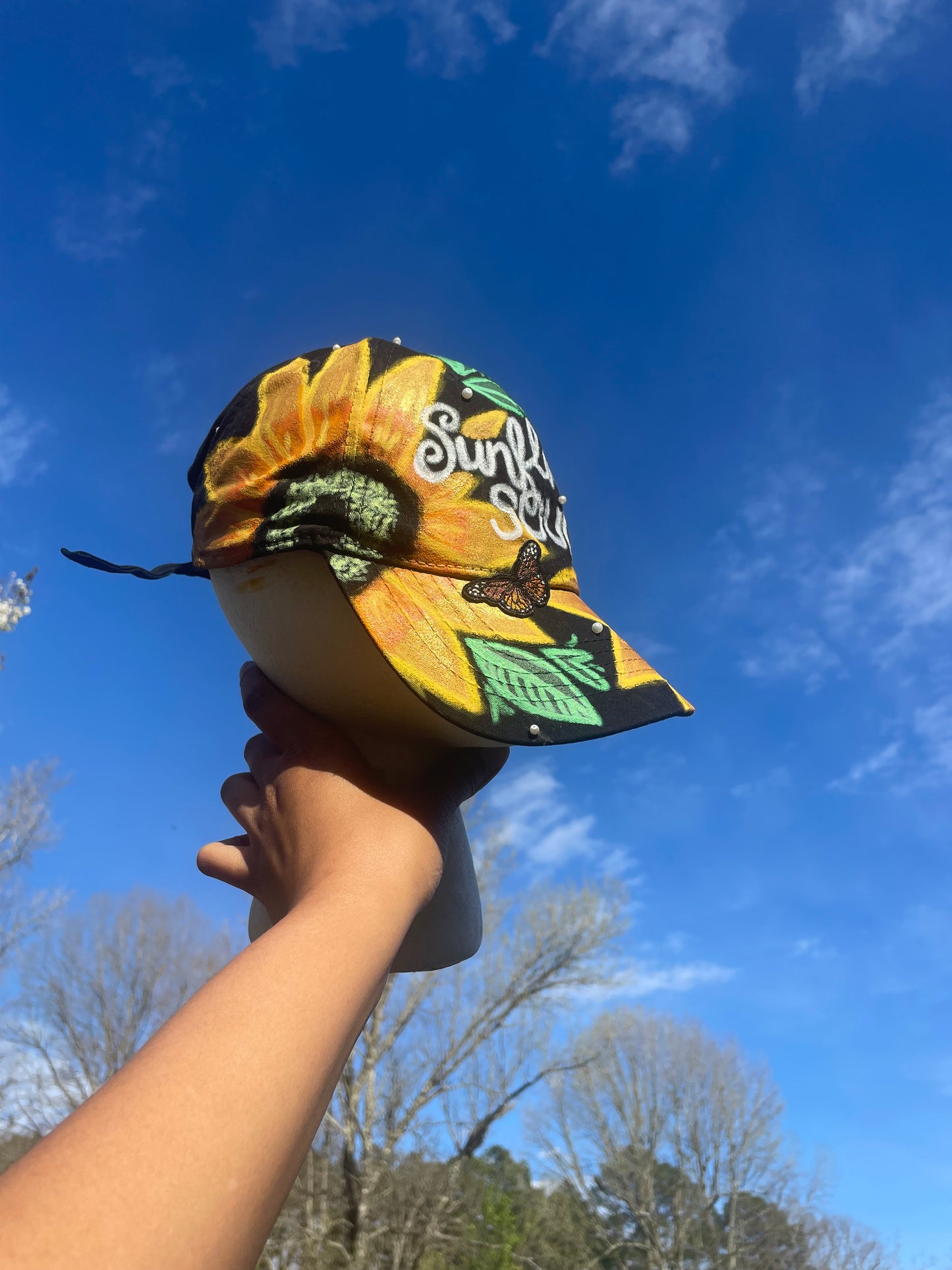 Hand Painted Sunflower Soul Hat
